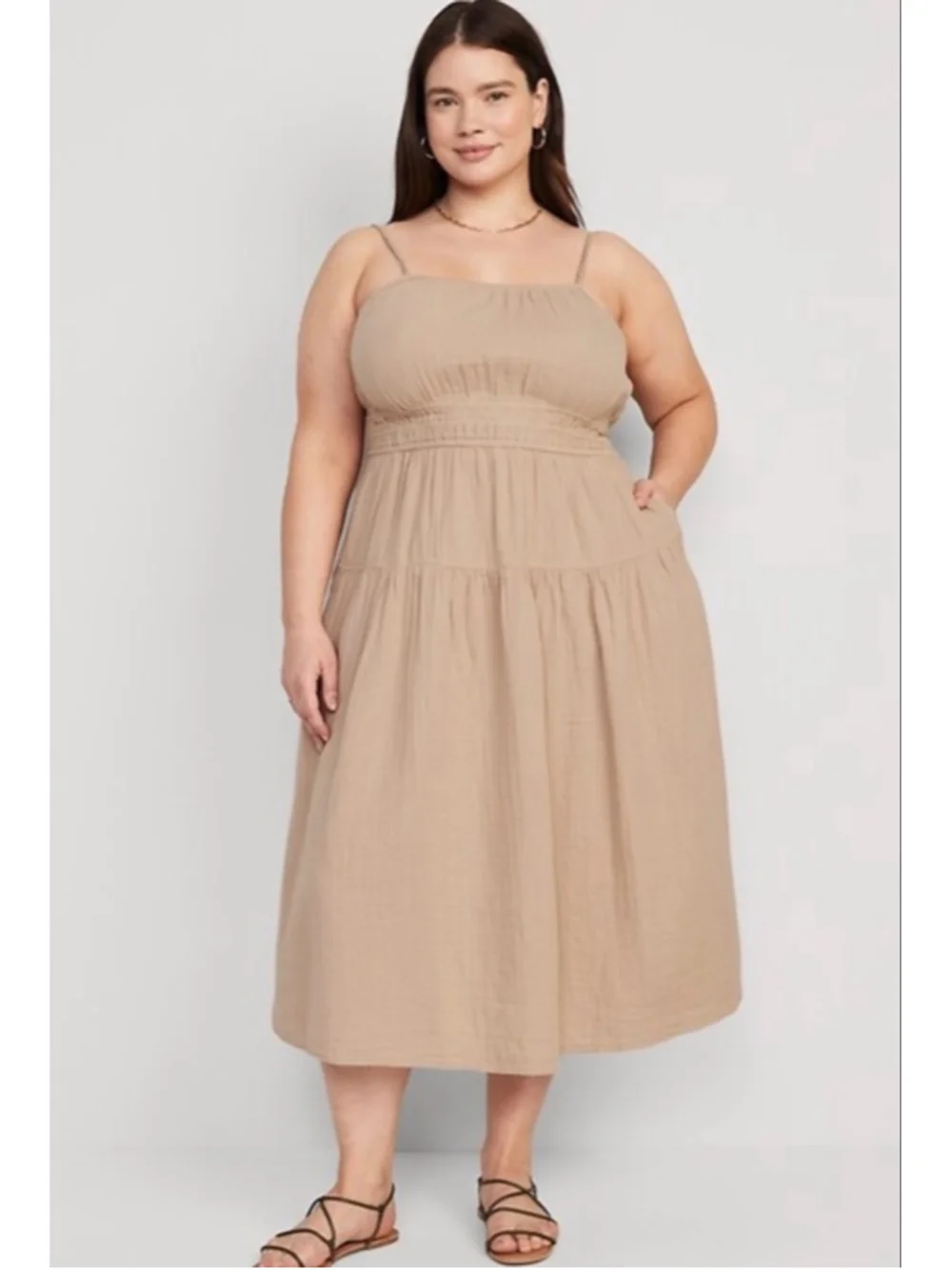 Old Navy | Dresses | Old Navy Beige Plus Size Xxl Midi Dress